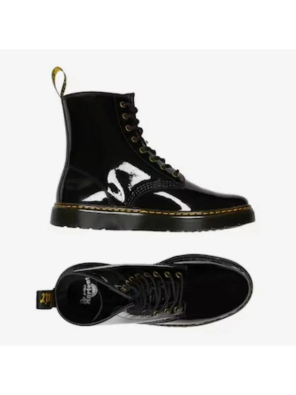 Dr. Martens Black Patent Zavala Combat Boots, Men's Size 7